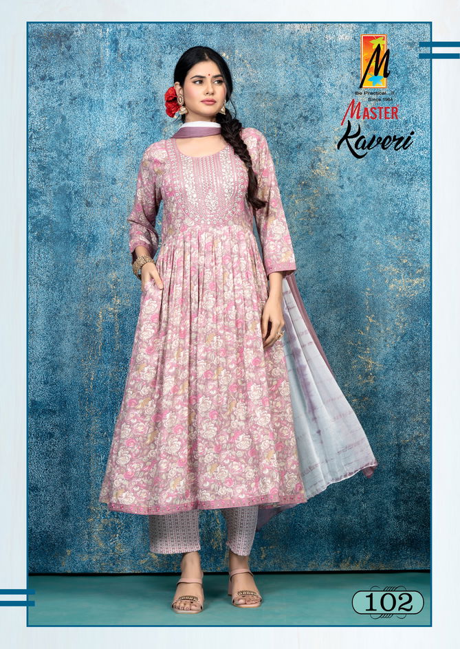 Kaveri By Master Capsule Printed Long Kurti With Bottom Dupatta Wholesale Shop In Surat